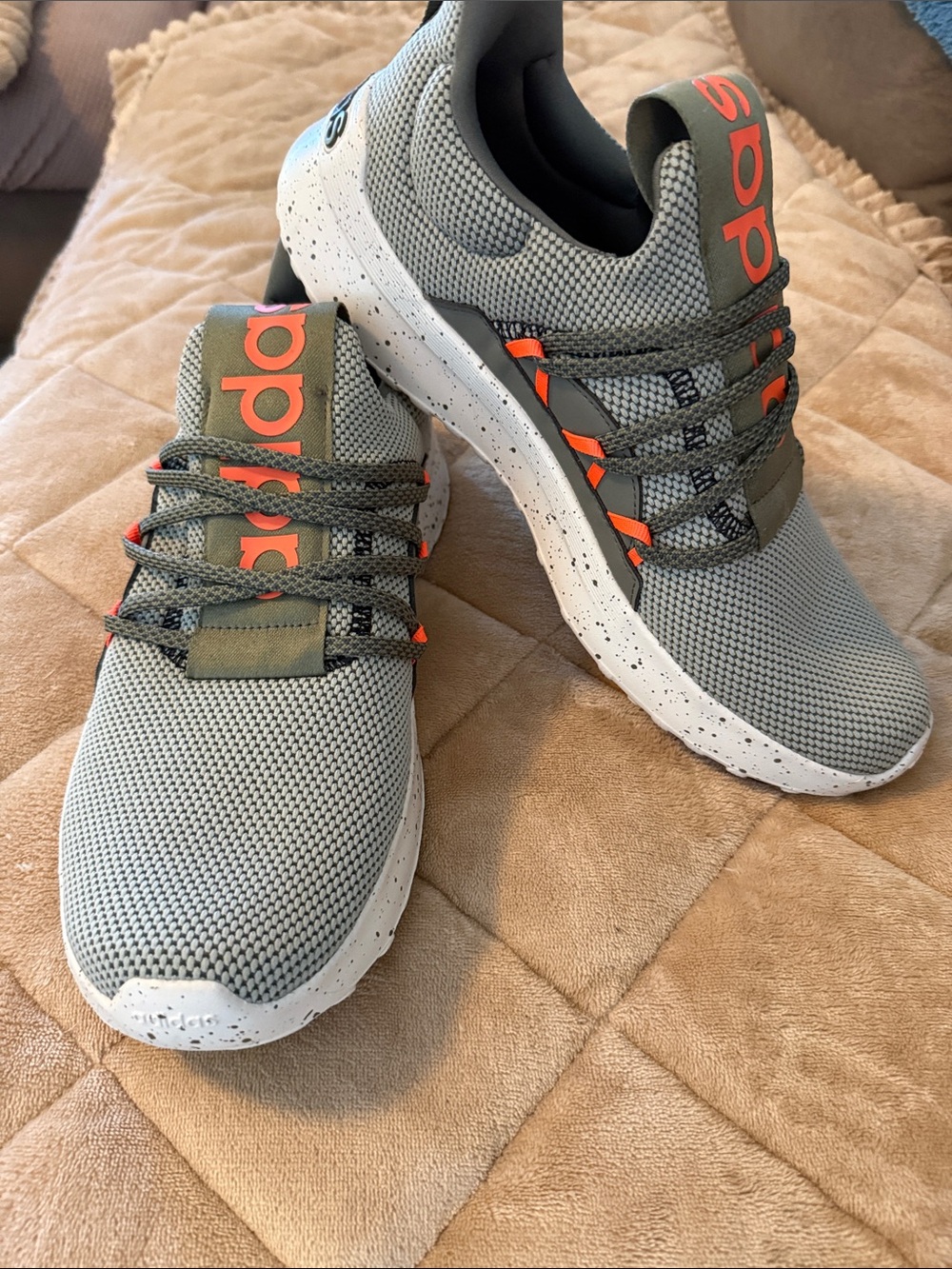 adidas Lite Racer Adapt green Mesh Sneakers with Orange Logo Accents